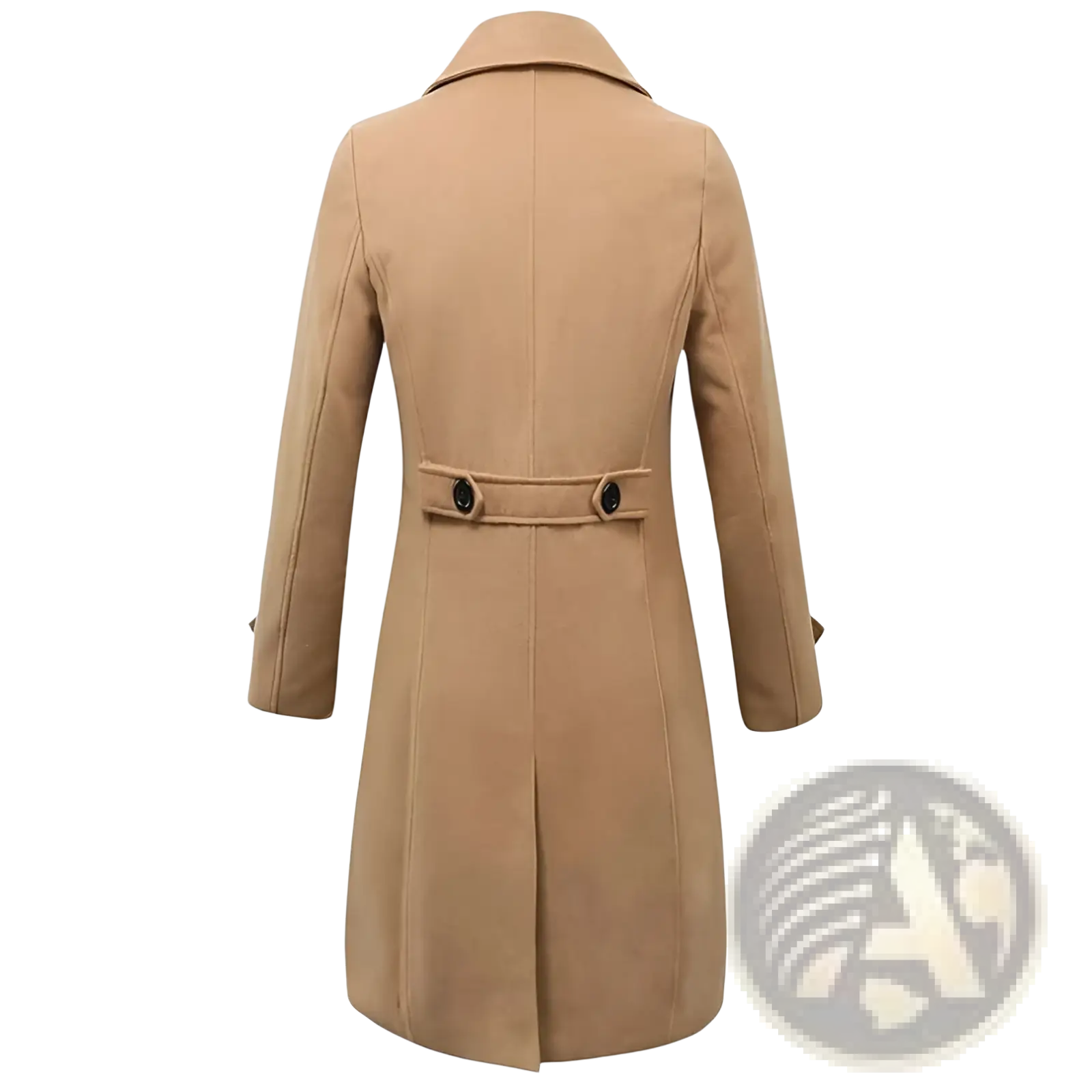 Beige wool trench coat with classic collar and black buttoned belt men wool trench coat double breasted Korean style jacket