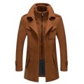 Brown woolen trench coat with high collar and front zipper for men wool trench coat double collar winter jacket modname=ckeditor