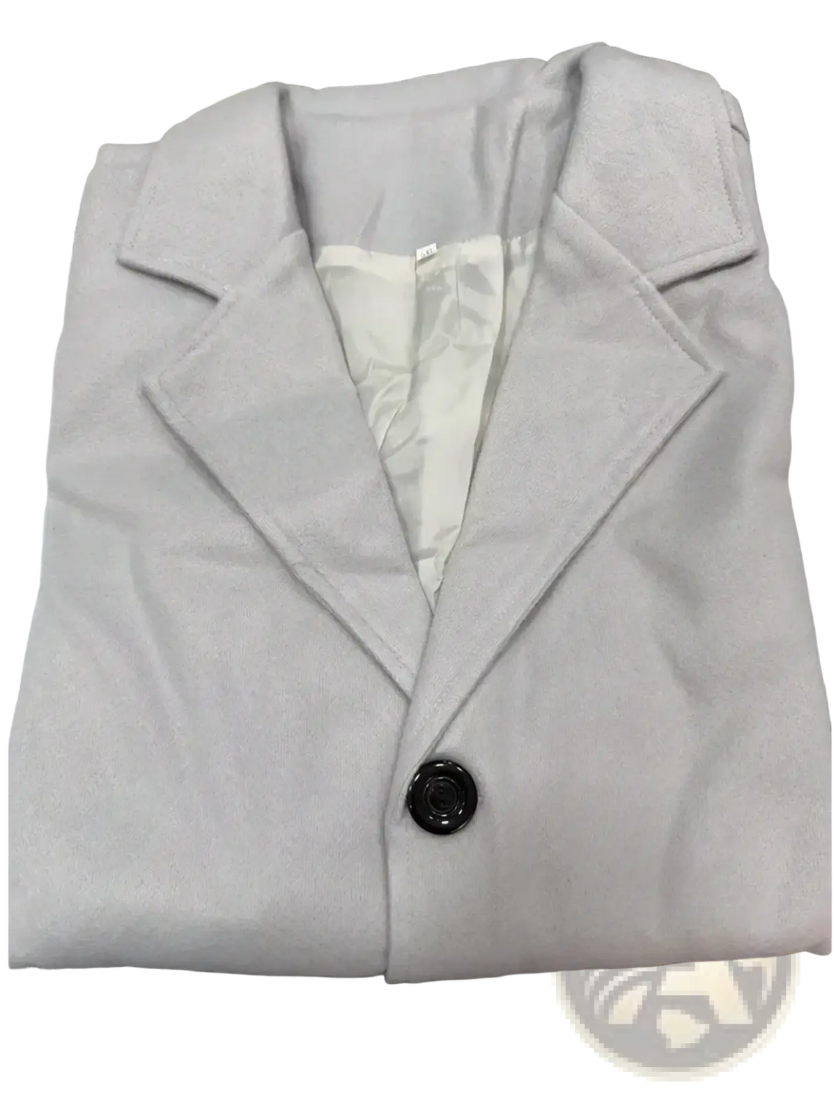Men woolen overcoat solid double breasted winter coat light gray wool blazer with single black button and satin lining
