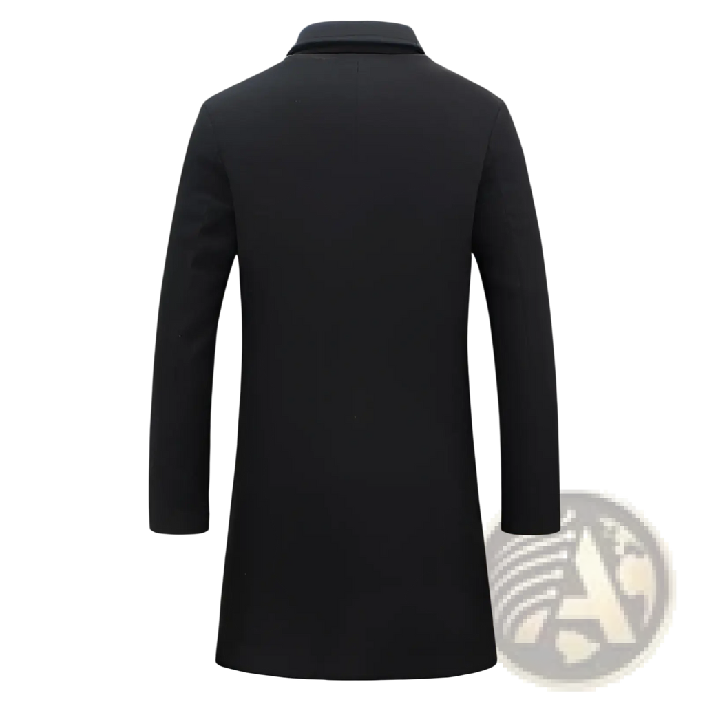 Men woolen trench coat slim business overcoat black woolen overcoat with classic collar and tailored fit