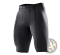 Men’s 2xu performance quick dry black compression shorts with sleek form-fitting design and subtle seam detailing
