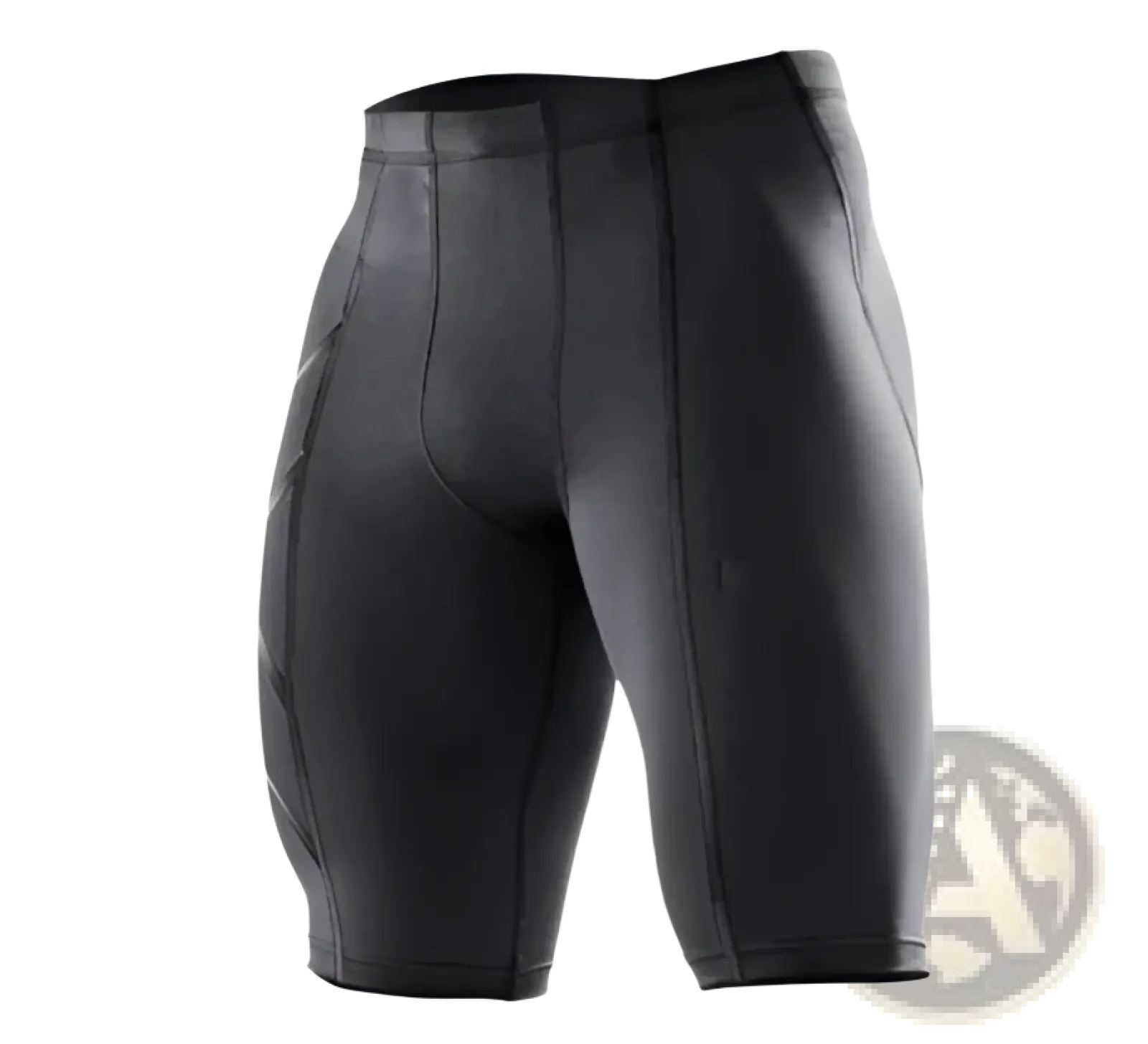 Men’s 2xu performance quick dry black compression shorts with sleek form-fitting design and subtle seam detailing