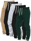 Men’s 5-pack solid jogger pants in beige black white gray and green with matching drawstrings and small x logo