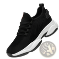 Men’s black knit air cushion running sneaker with a white and black chunky sole for enhanced comfort and style