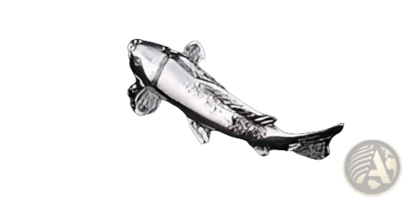 Silver fish-shaped pin with detailed scales and fins in sleek metallic finish from men’s airplane tie clip lapel pin gift set