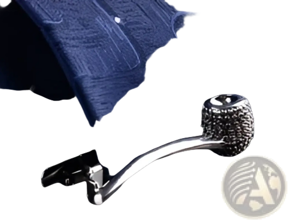 Men’s airplane tie clip and lapel pin gift set featuring silver pipe shaped wallet chain with gemstone encrusted bowl