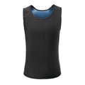Unisex metallic sauna sweat vest and waist slimmer in black sleeveless design with contrasting blue inner lining