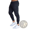 Men’s black athletic training jogger pants with elastic cuffs and side pockets for comfortable exercise