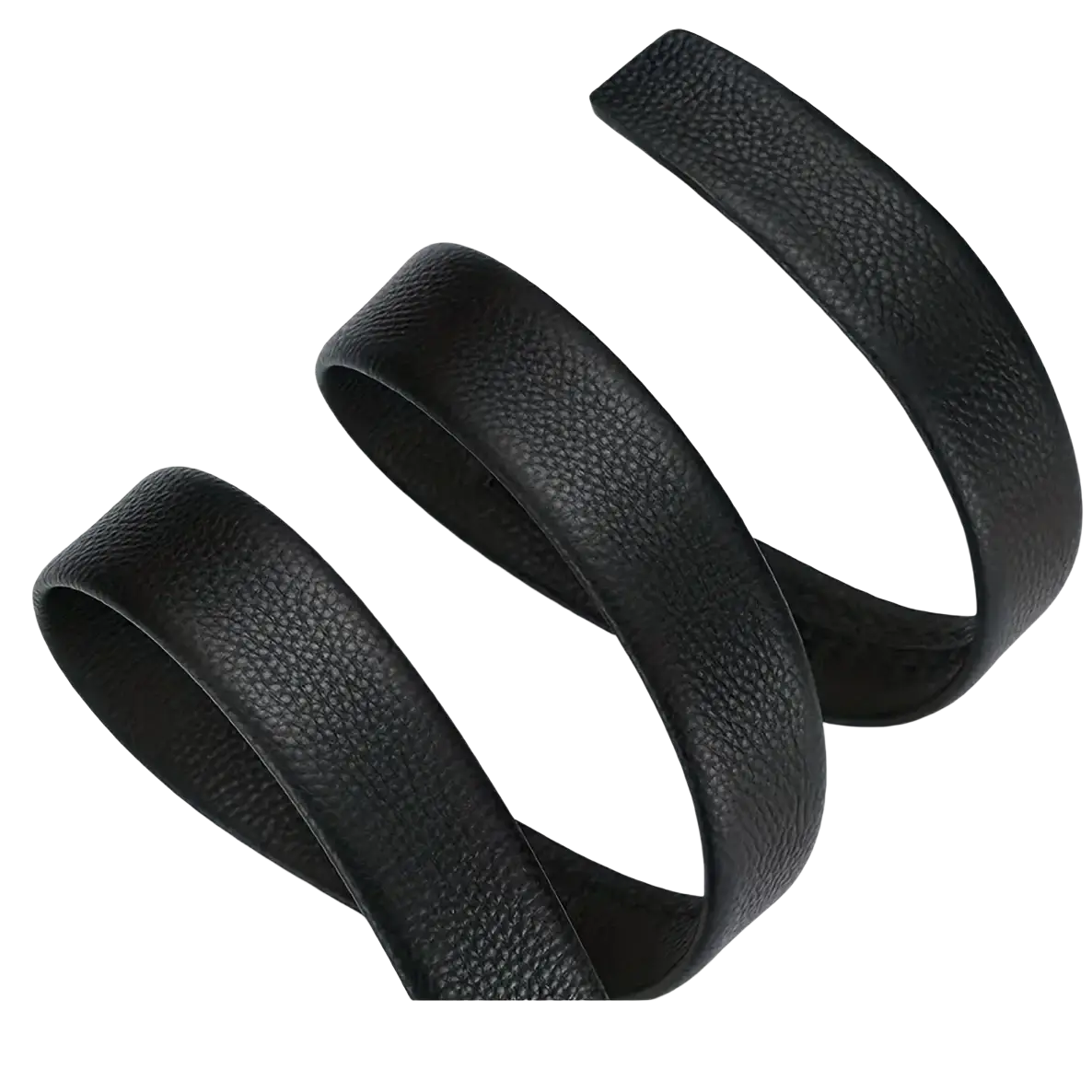 Mens automatic buckle leather belt in black textured leather with a pebbled finish for formal wear
