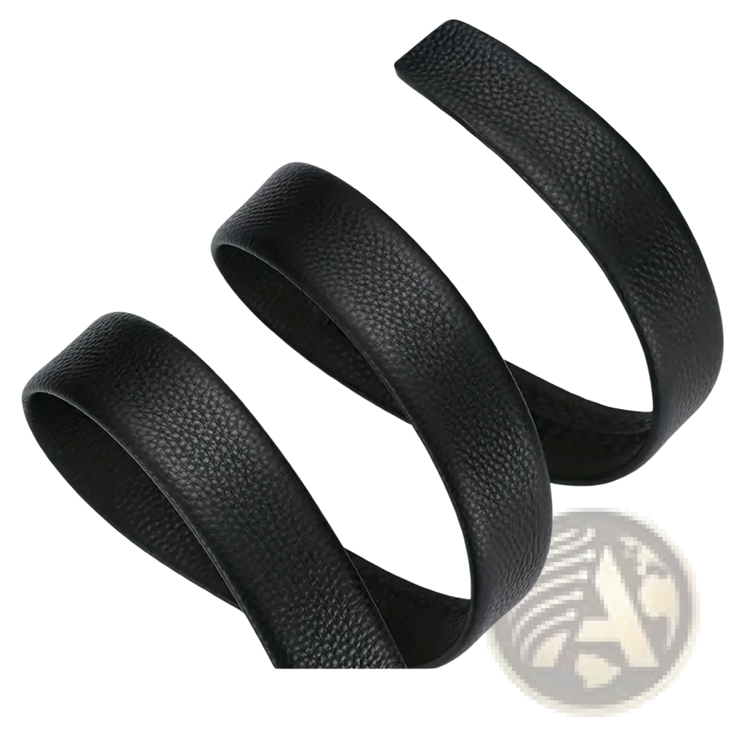 Mens automatic buckle leather belt in black textured leather with a pebbled finish for formal wear