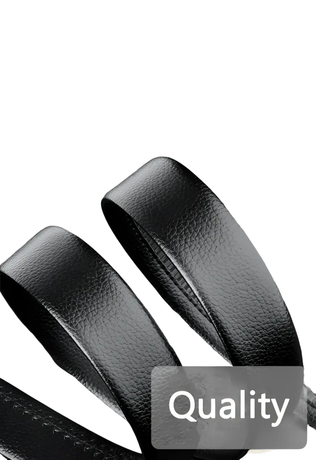 Men’s automatic buckle leather belt in black with textured surface and precise stitching for a refined look