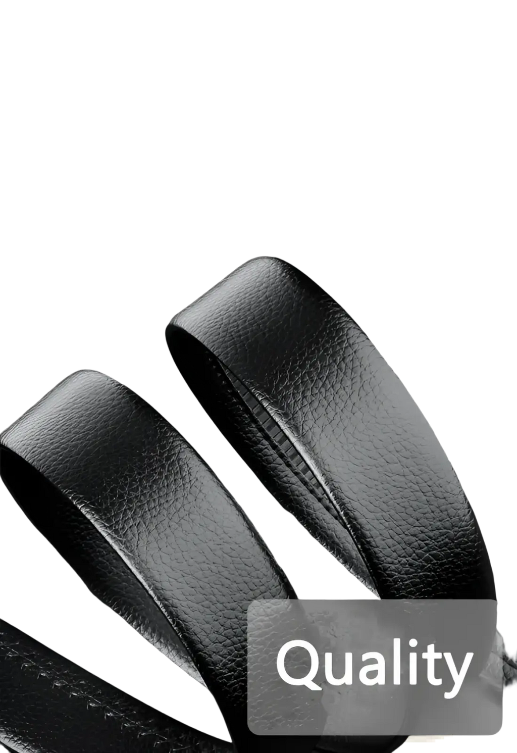 Men’s automatic buckle leather belt in black with textured surface and precise stitching for a refined look