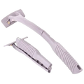 Men’s back shaver with long handle light gray plastic body hair razor and 12 stainless steel replacement blades for efficient grooming