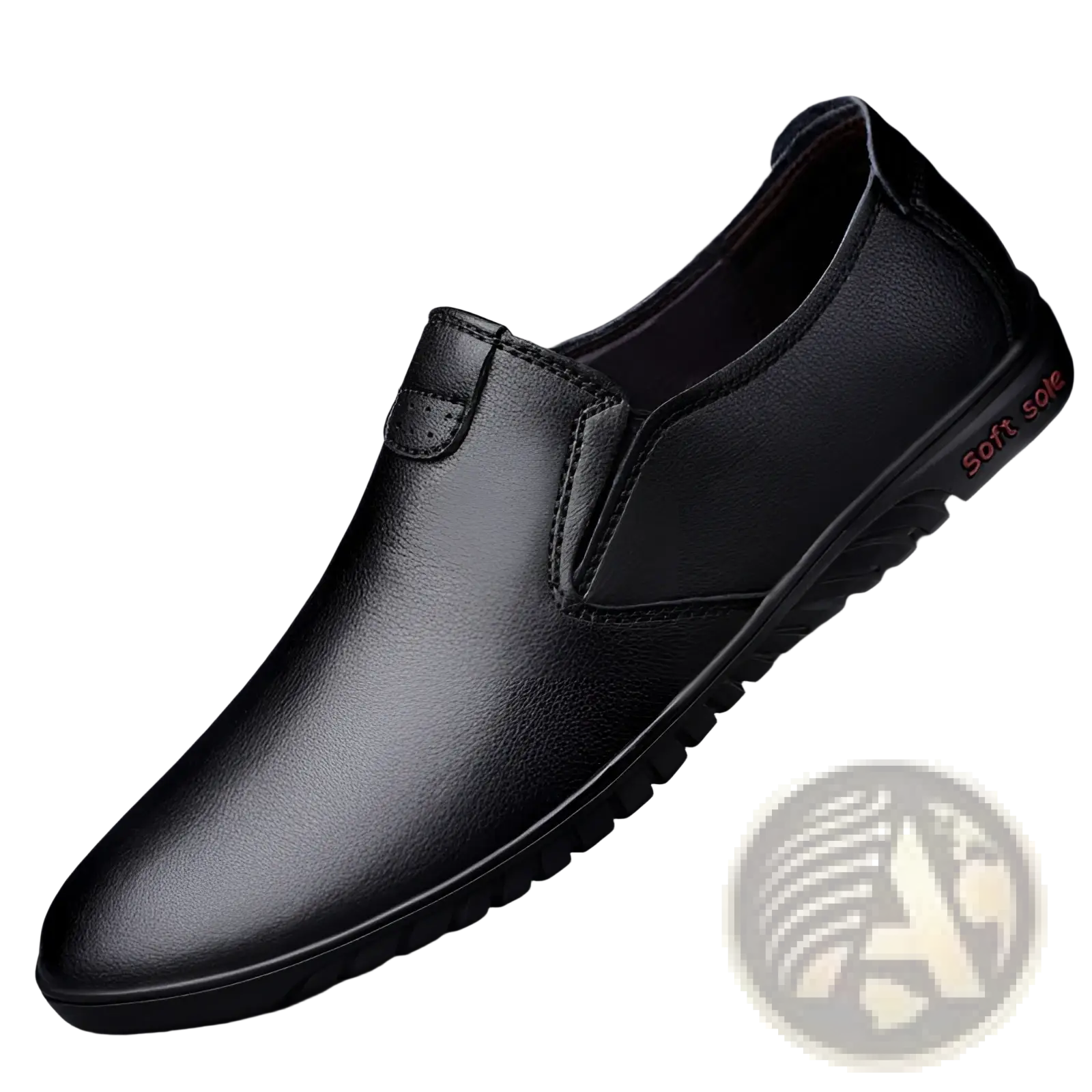 Men’s black leather hiking shoe in Korean style with breathable slip-on design and soft sole for comfort