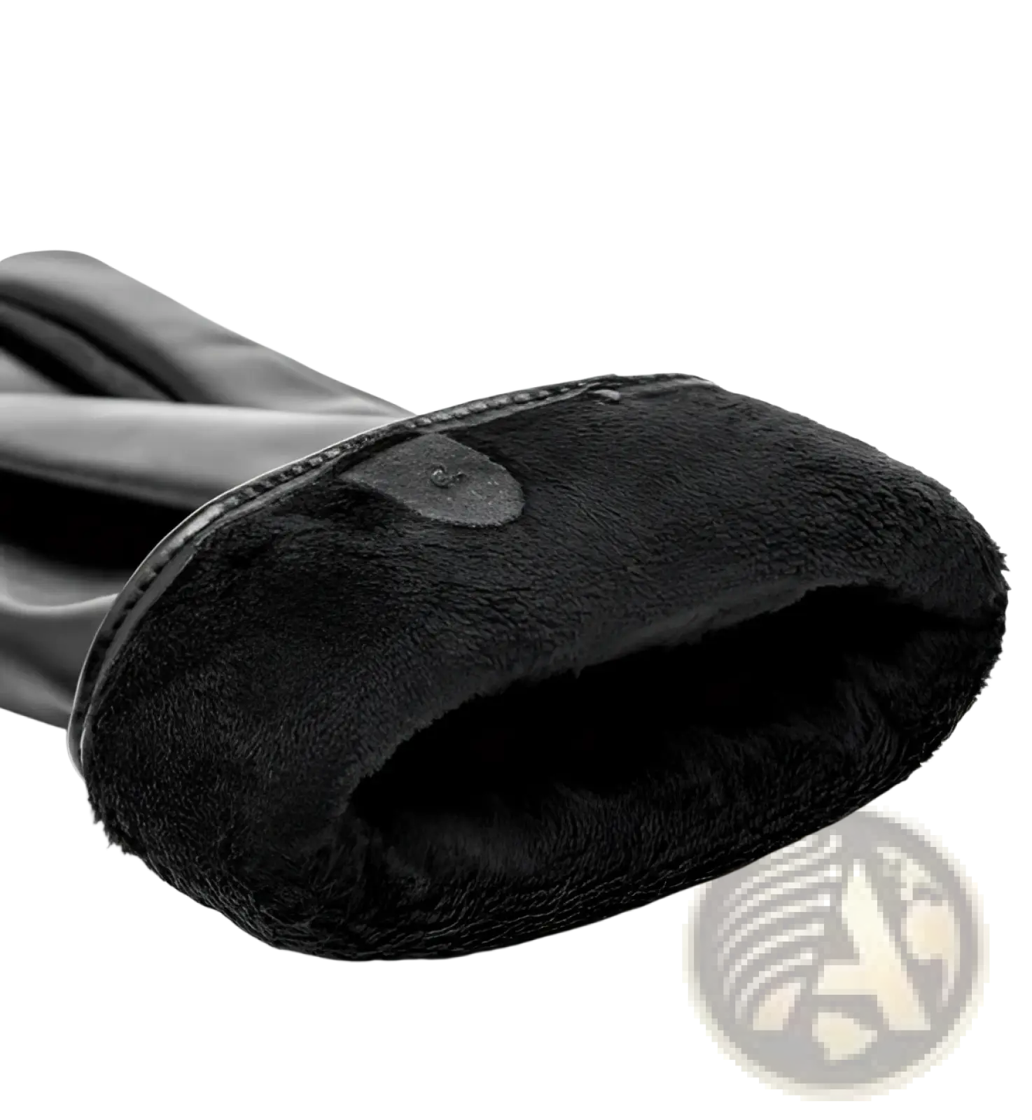 Mens black leather winter gloves with warm plush interior lining for enhanced comfort and cold weather use