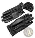 Mens black leather winter gloves with smooth finish and elasticated cuffs for warmth and comfort