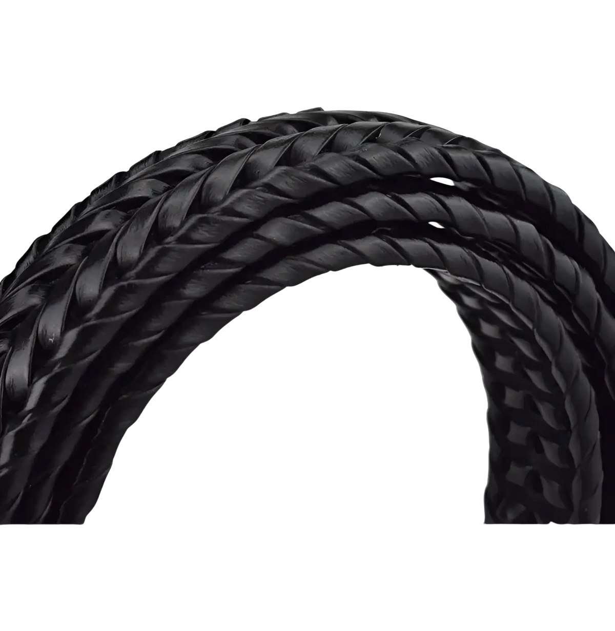 Men’s braided leather belt in black with tightly woven casual cowskin strap featuring smooth finish