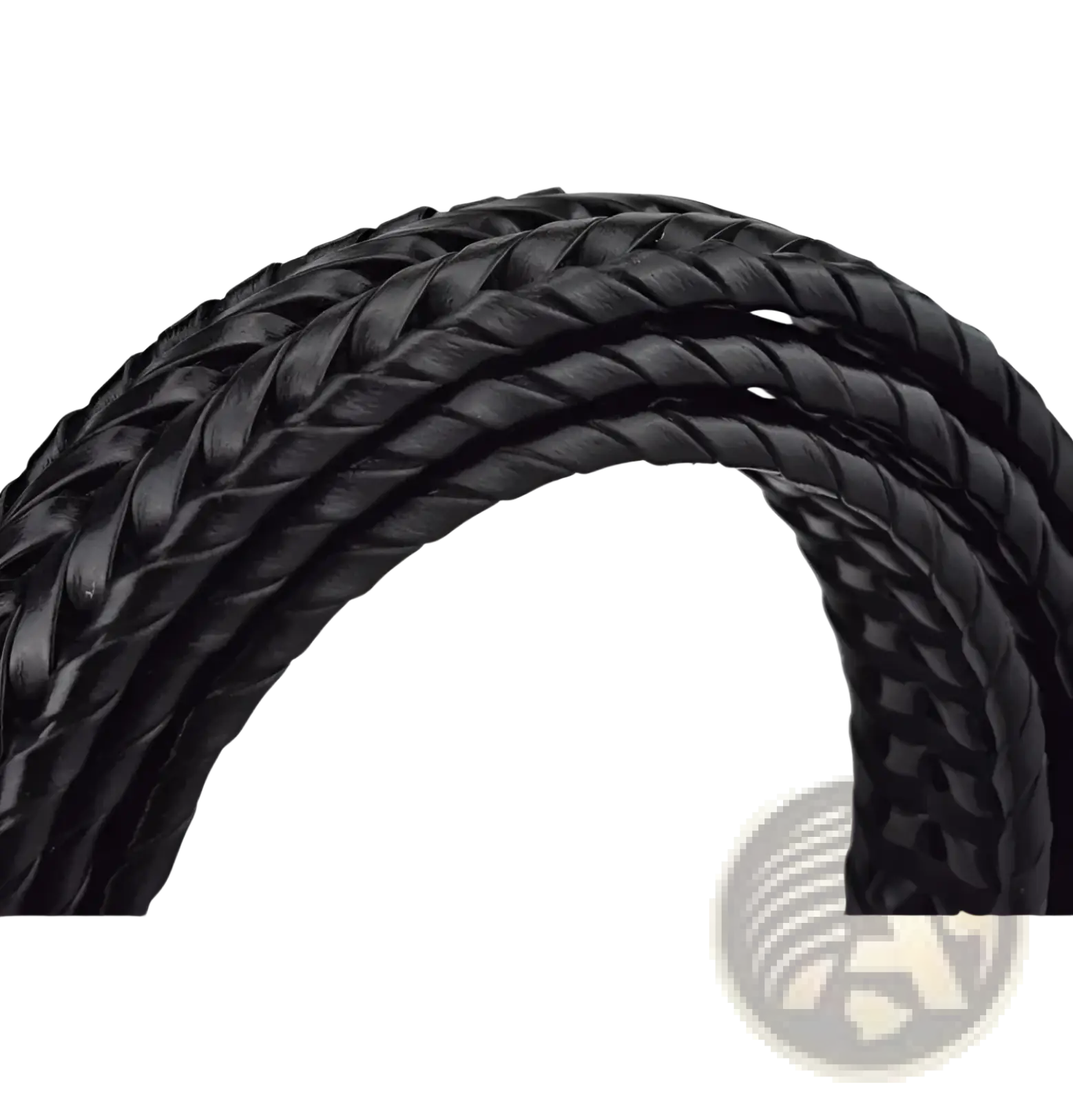 Men’s braided leather belt in black with tightly woven casual cowskin strap featuring smooth finish