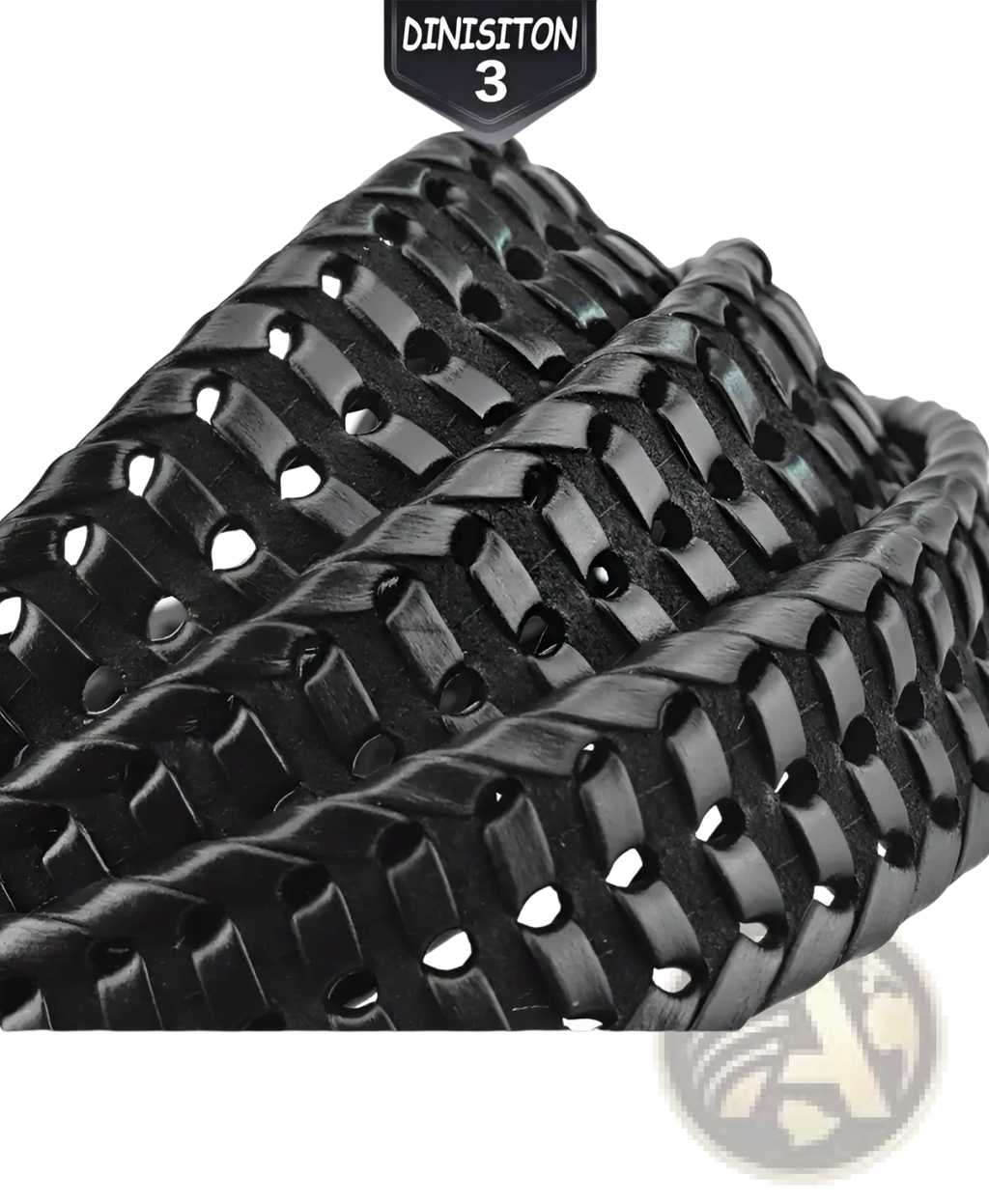 Men’s braided leather belt in black with textured interlocking woven cowskin strap for casual wear