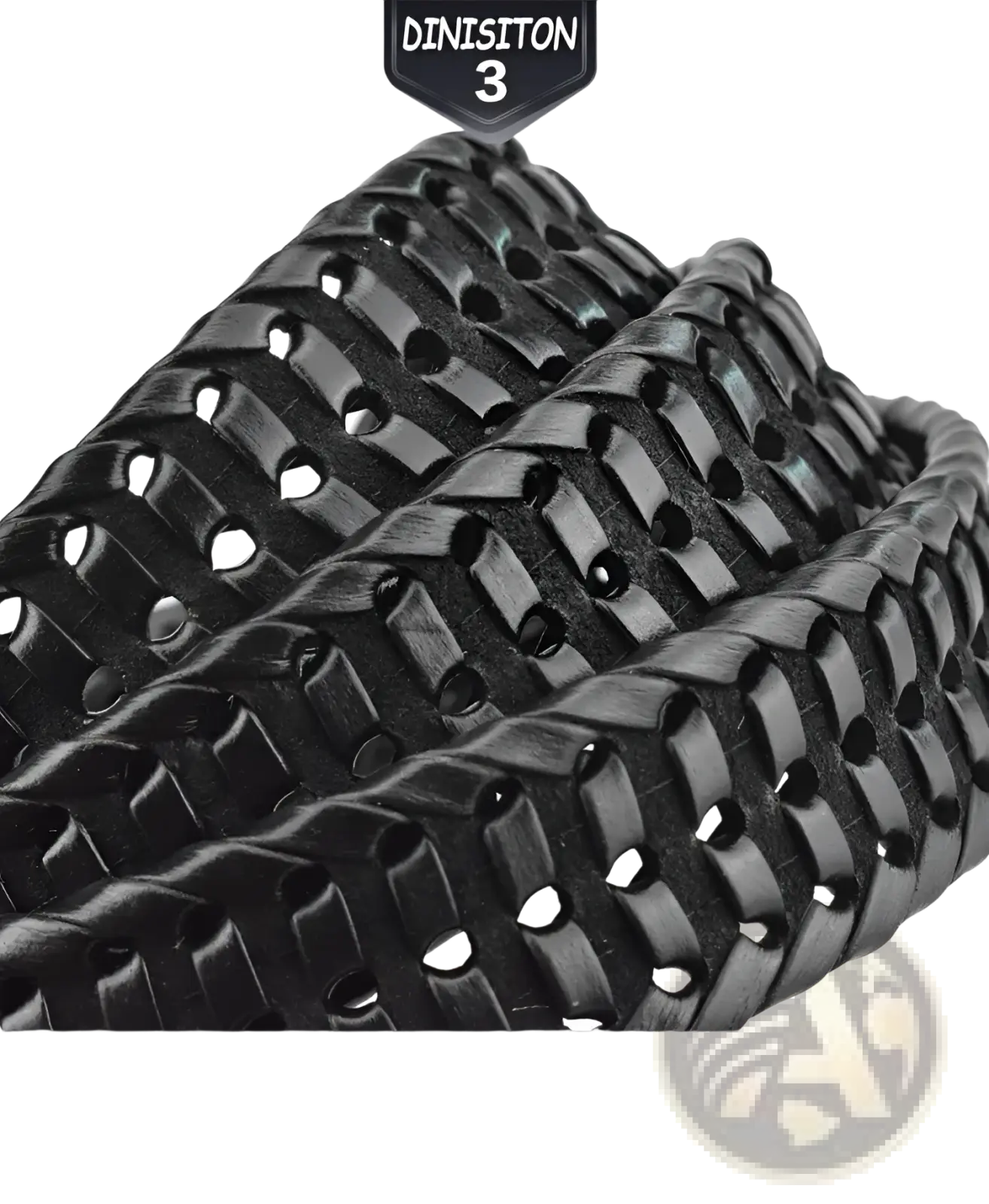 Men’s braided leather belt in black with textured interlocking woven cowskin strap for casual wear