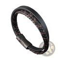 Men’s braided leather bracelet in black and brown with a magnetic clasp for secure fastening and stylish wear