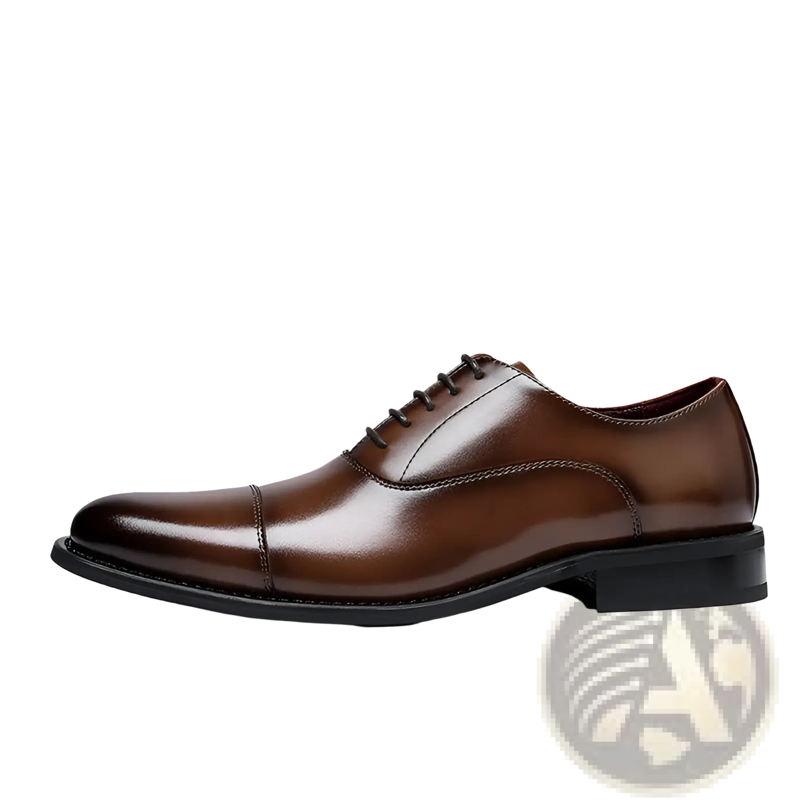 Men’s British leather brown oxford shoe with sleek cap toe design and black laces height increasing 6cm