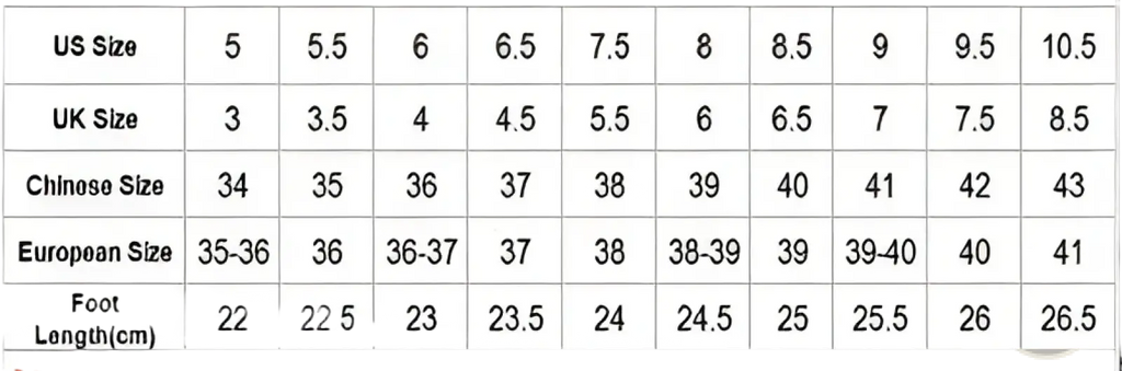 Size chart showing US UK Chinese European sizes and foot length for men’s British style microfiber suede leather loafers