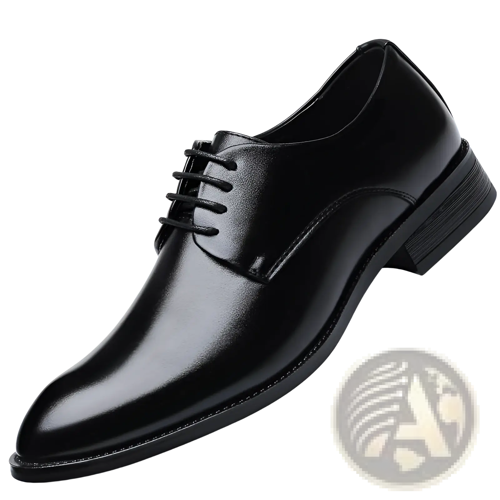 Men’s brown leather formal dress shoe with black patent leather front and classic polished lace-up design
