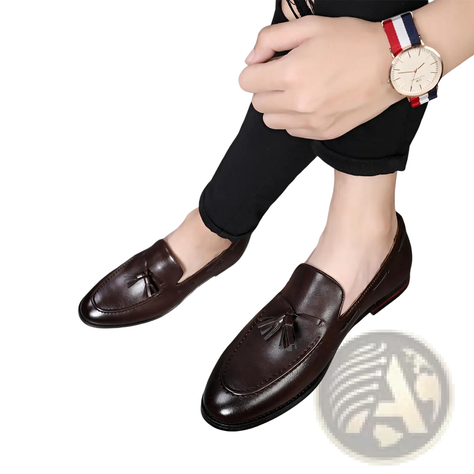 Men’s brown leather tassel loafers with a polished finish and classic design for formal wear