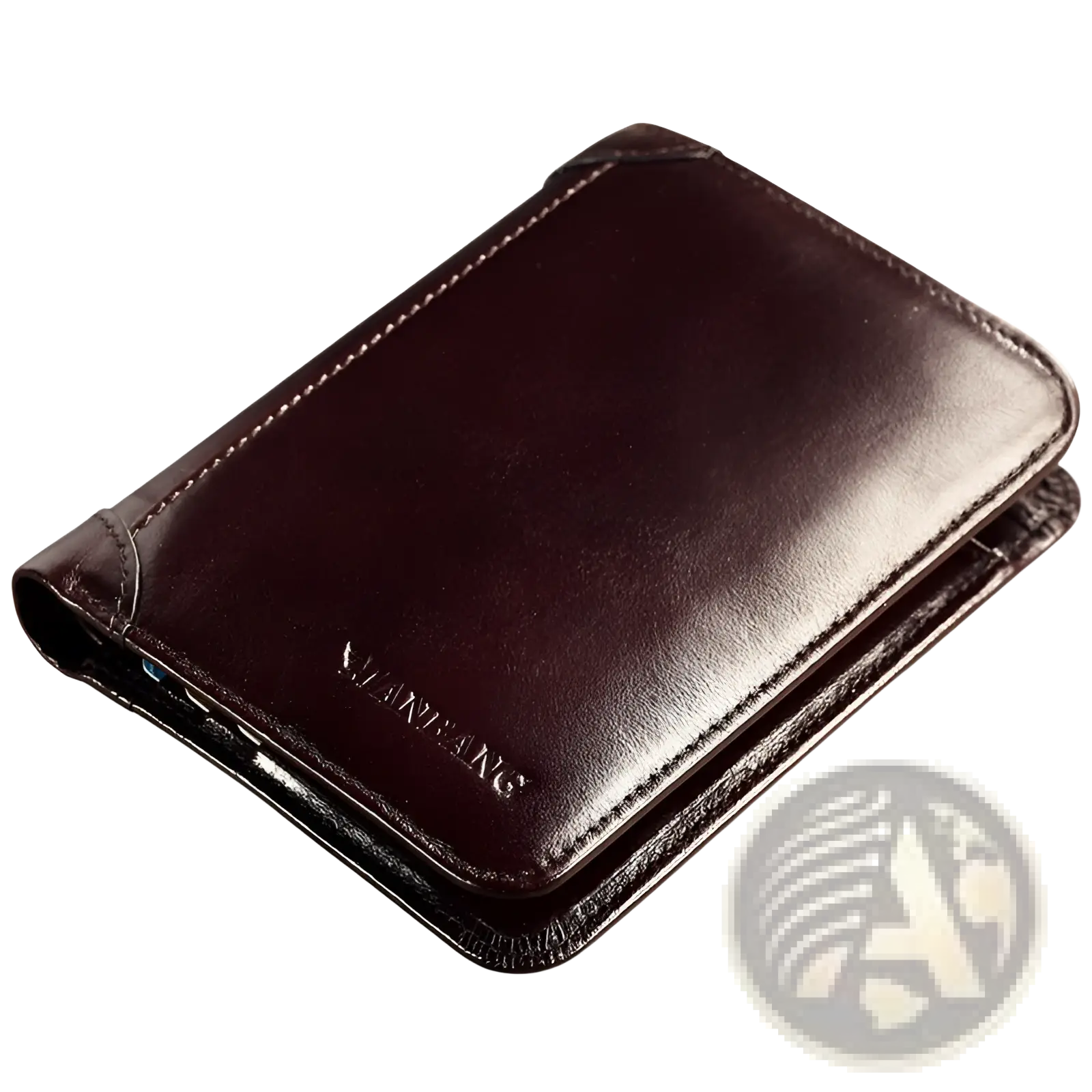 Men’s brown leather wallet with card slots featuring dark brown leather, visible stitching, and embossed branding