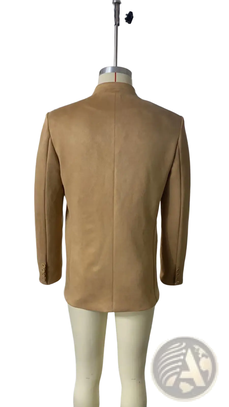 Men’s brown suede business casual blazer jacket in tan leather with structured fit and notched lapel