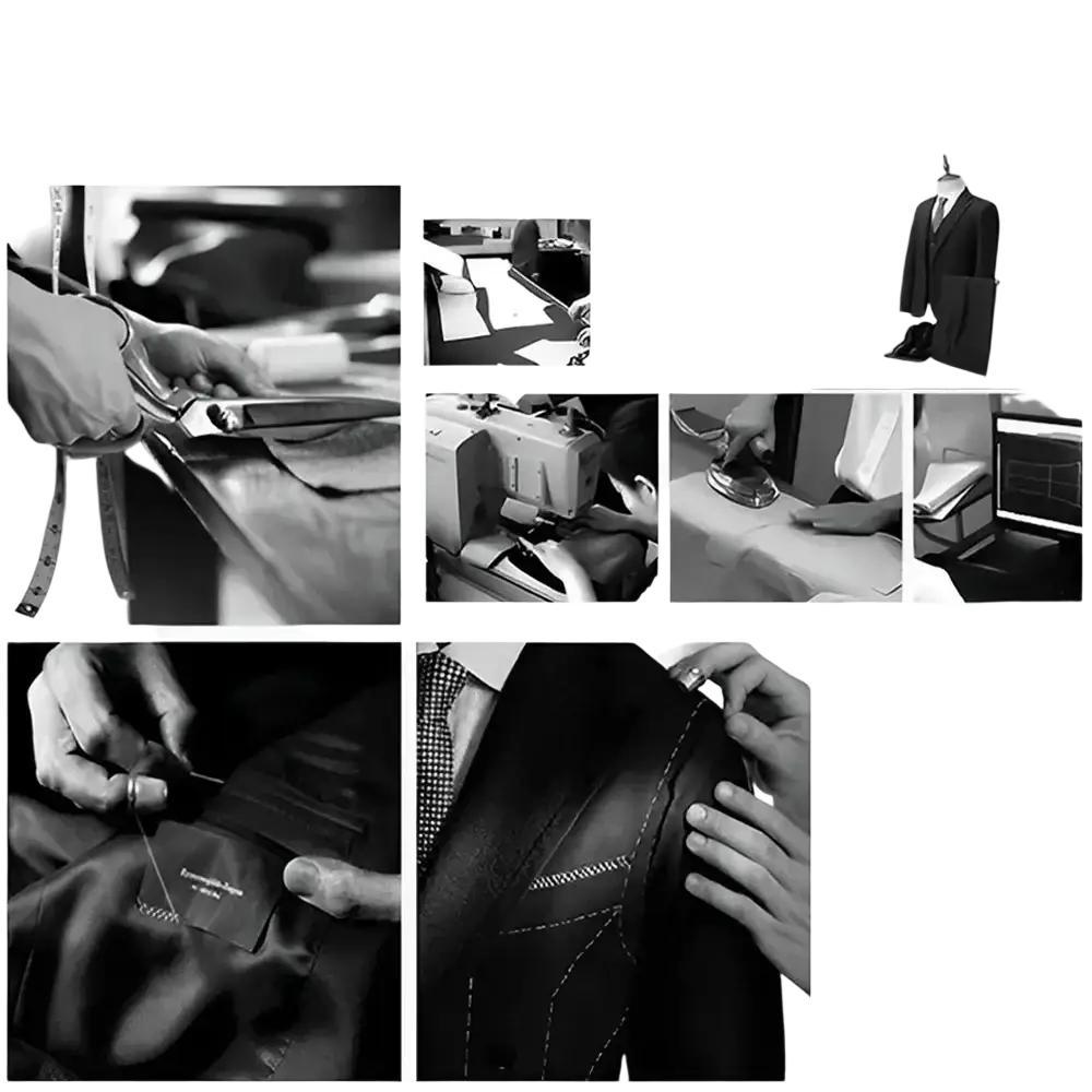 Black tailored suit jacket with structured shoulders and precise stitching, single breasted closure for drop shipping use