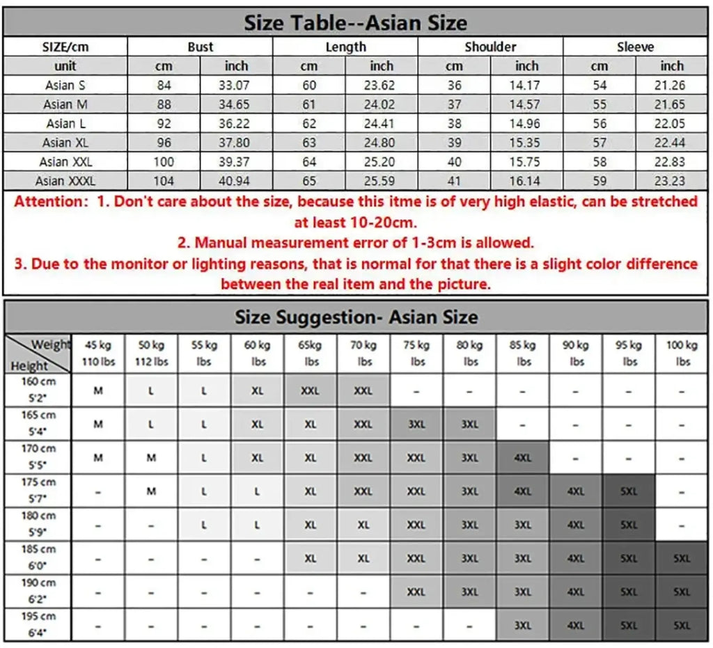 Men’s cable knit turtleneck pullover sweater with asian size chart showing detailed measurements and weight-height guide