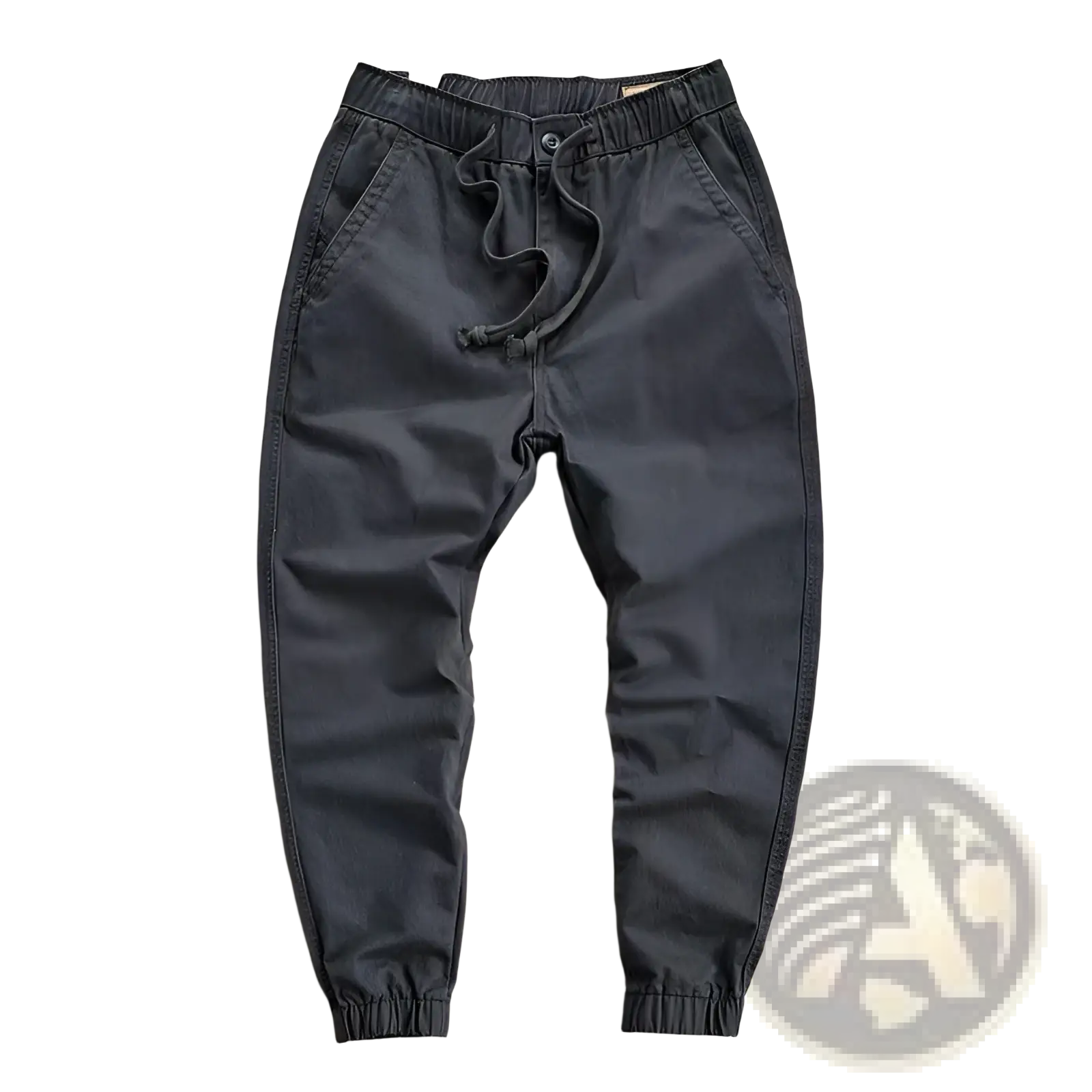 Men’s casual cargo jogger pants in dark gray with drawstring waist elastic cuffs and a relaxed fit for comfort