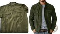 Men’s casual olive green faux suede slim fit motorcycle jacket with button closures and two chest pockets