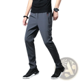 Men’s casual slim joggers in dark gray with sleek slim-fit design and subtle side pockets for athletic wear