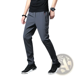 Men’s casual slim joggers in dark gray with sleek slim-fit design and subtle side pockets for athletic wear