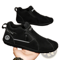 Men’s black suede high-top casual slip-on sneaker with zipper closure and yalfas branding on the side