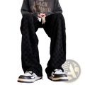 Mens checkerboard corduroy pants plus size featuring black fabric with a subtle checkered pattern