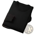 Men’s classic knit crewneck pullover sweater in black ribbed knit featuring a sleek minimalist design