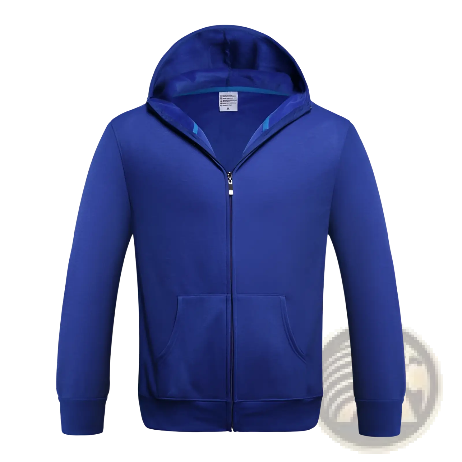 Men’s royal blue contrast trim fleece zip hoodie with matching hood and front pocket made of soft fleece material