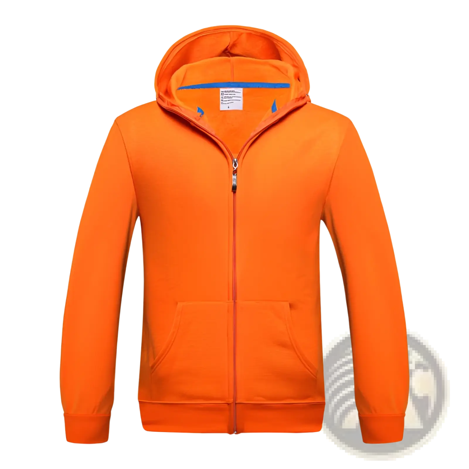 Men’s bright orange contrast trim fleece zip hoodie with matching hood and front pockets made of soft fleece material