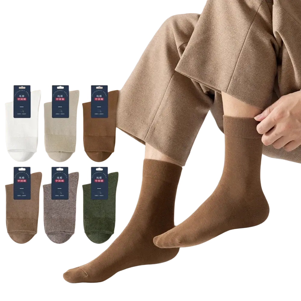 Brown cotton casual men’s ankle socks with ribbed cuff suitable for everyday wear in a 5-pack set