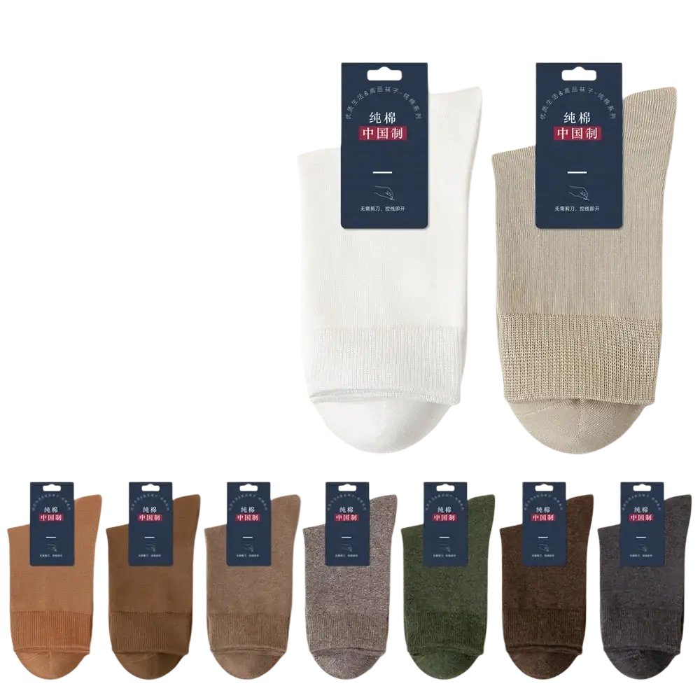 Men’s cotton casual ankle socks 5-pack in various neutral tones including white and beige displayed front side