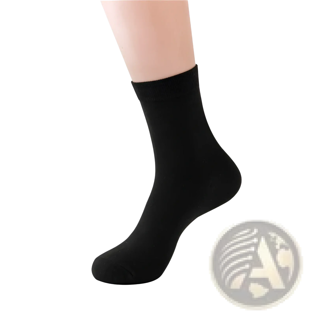 Black mens cotton casual crew sock with ribbed cuff made of breathable solid fabric for everyday wear