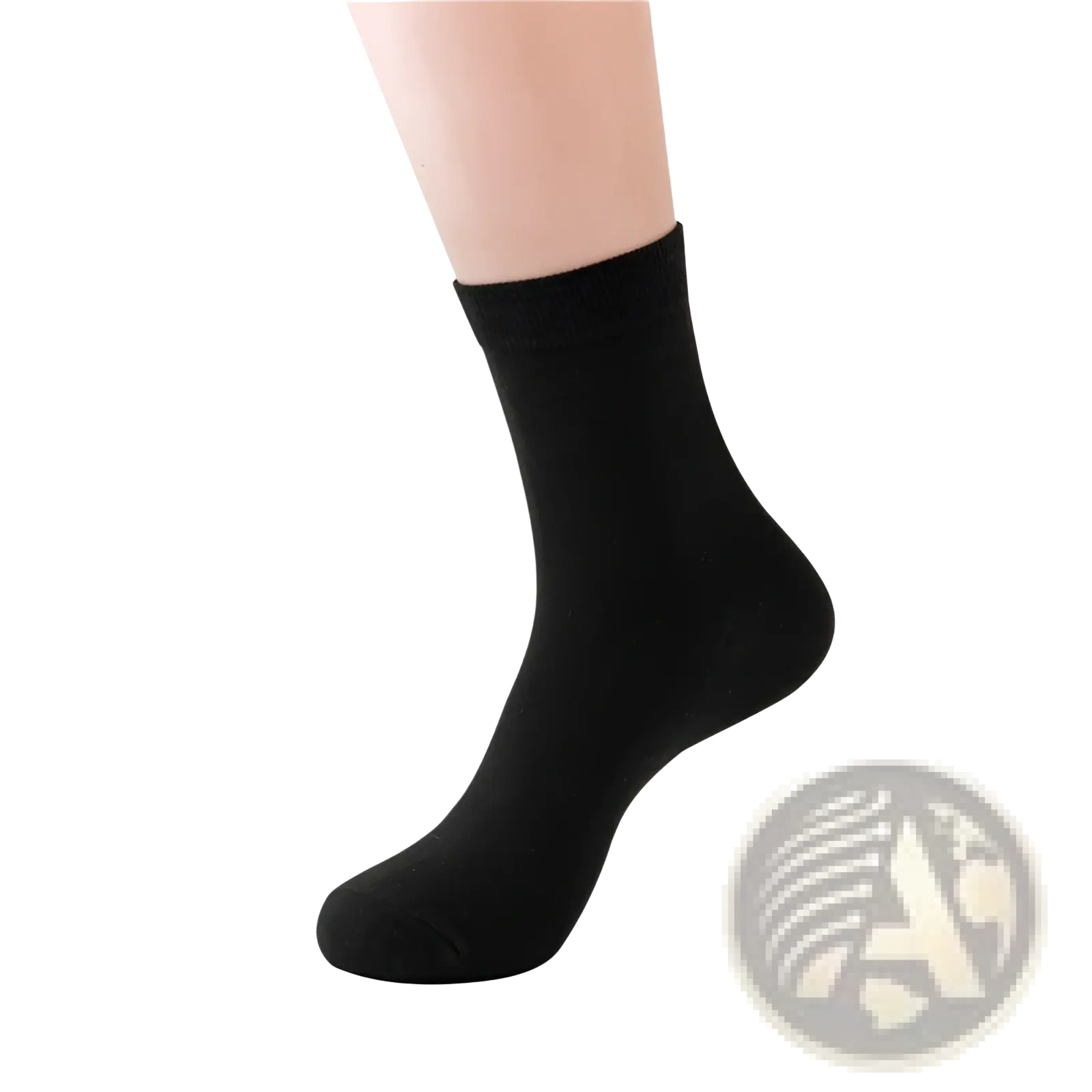 Black mens cotton casual crew sock with ribbed cuff made of breathable solid fabric for everyday wear