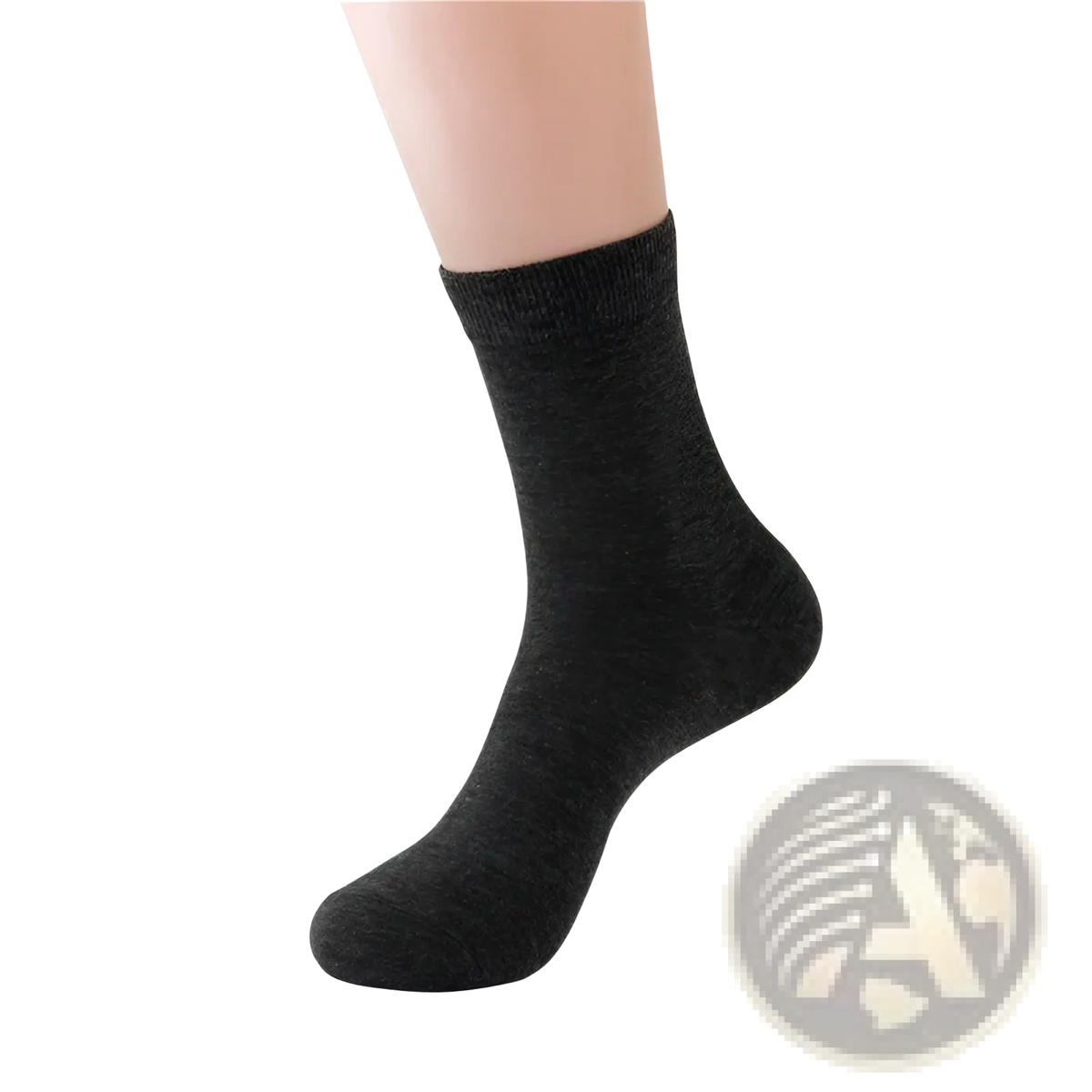 Dark gray heathered cotton ankle sock with ribbed cuff breathable mens casual cotton crew sock solid color