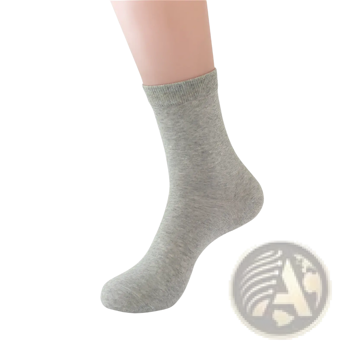Gray heathered cotton ankle sock with ribbed cuff for mens casual breathable crew socks in solid color