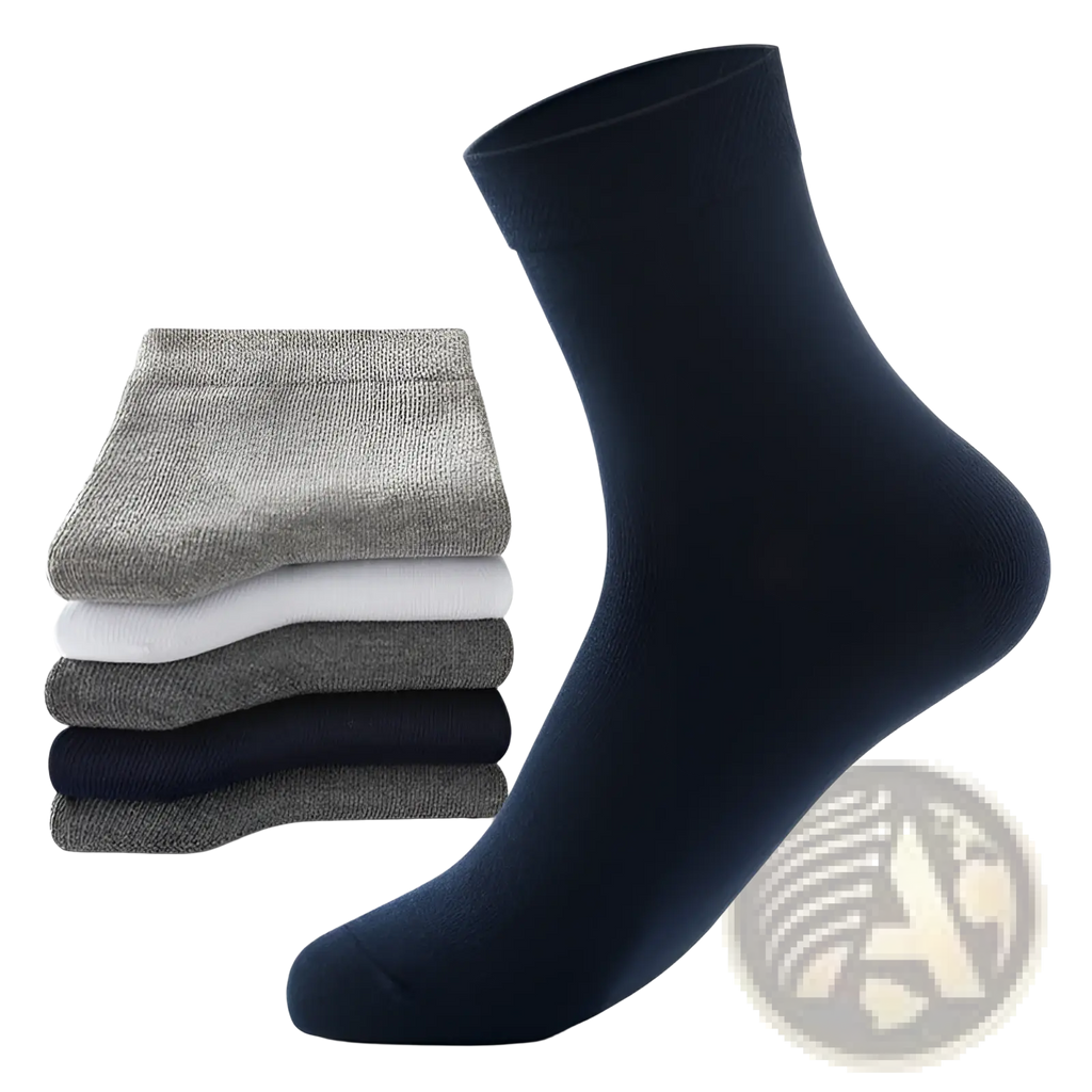 Navy blue mens cotton casual crew sock made of breathable sweat-wicking pure cotton fabric solid color