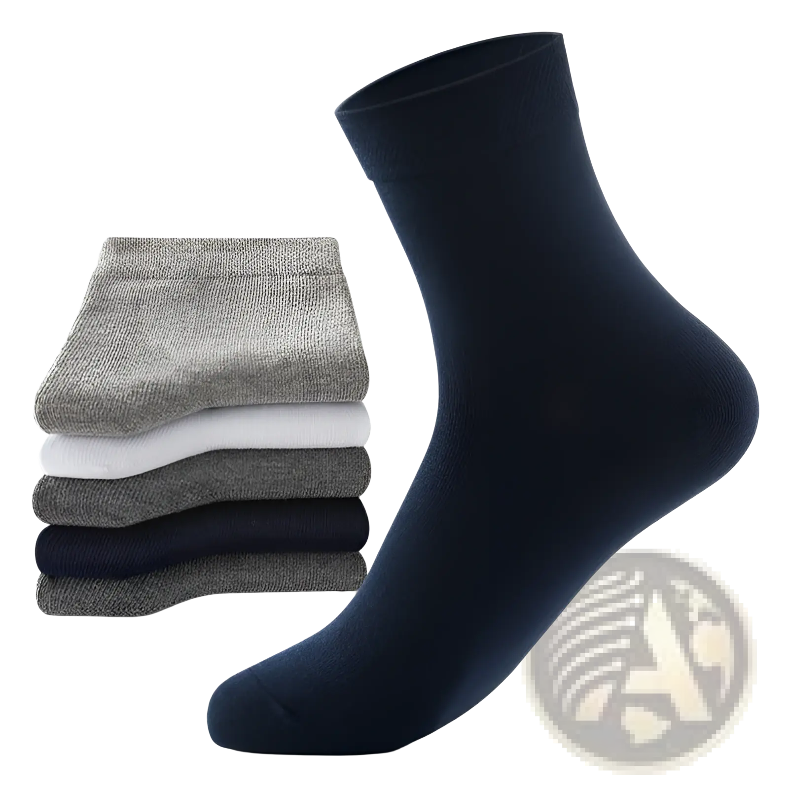 Navy blue mens cotton casual crew sock made of breathable sweat-wicking pure cotton fabric solid color